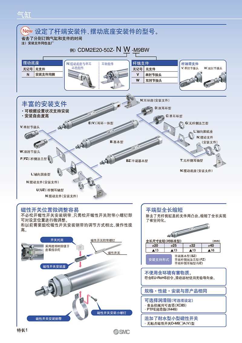 日本SMC不銹鋼迷你氣缸CDM2BZ20-200Z 全新原裝 可定做！